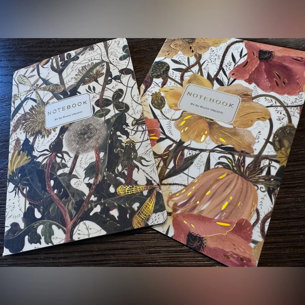 Set of 2 Gorgeous Gold Foil Detailed Soft Touch Notebook Journals - lovely gift!